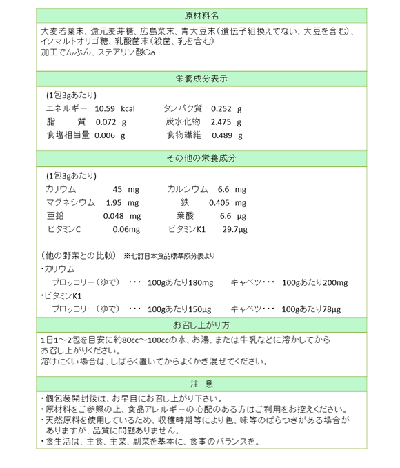 広島菜青汁の紹介ページ