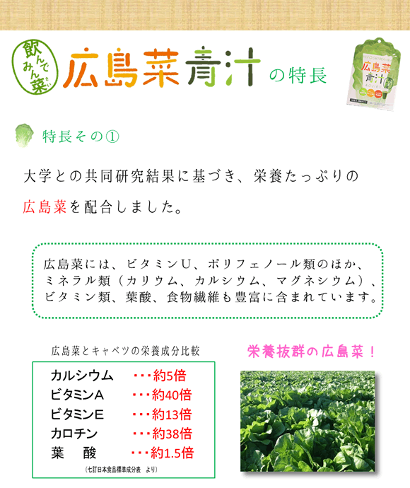 広島菜青汁の紹介ページ