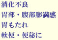 消化不良 胃部・腹部膨満感 胃もたれ 軟便・便秘に