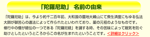 「陀羅尼助」の名前の由来の説明